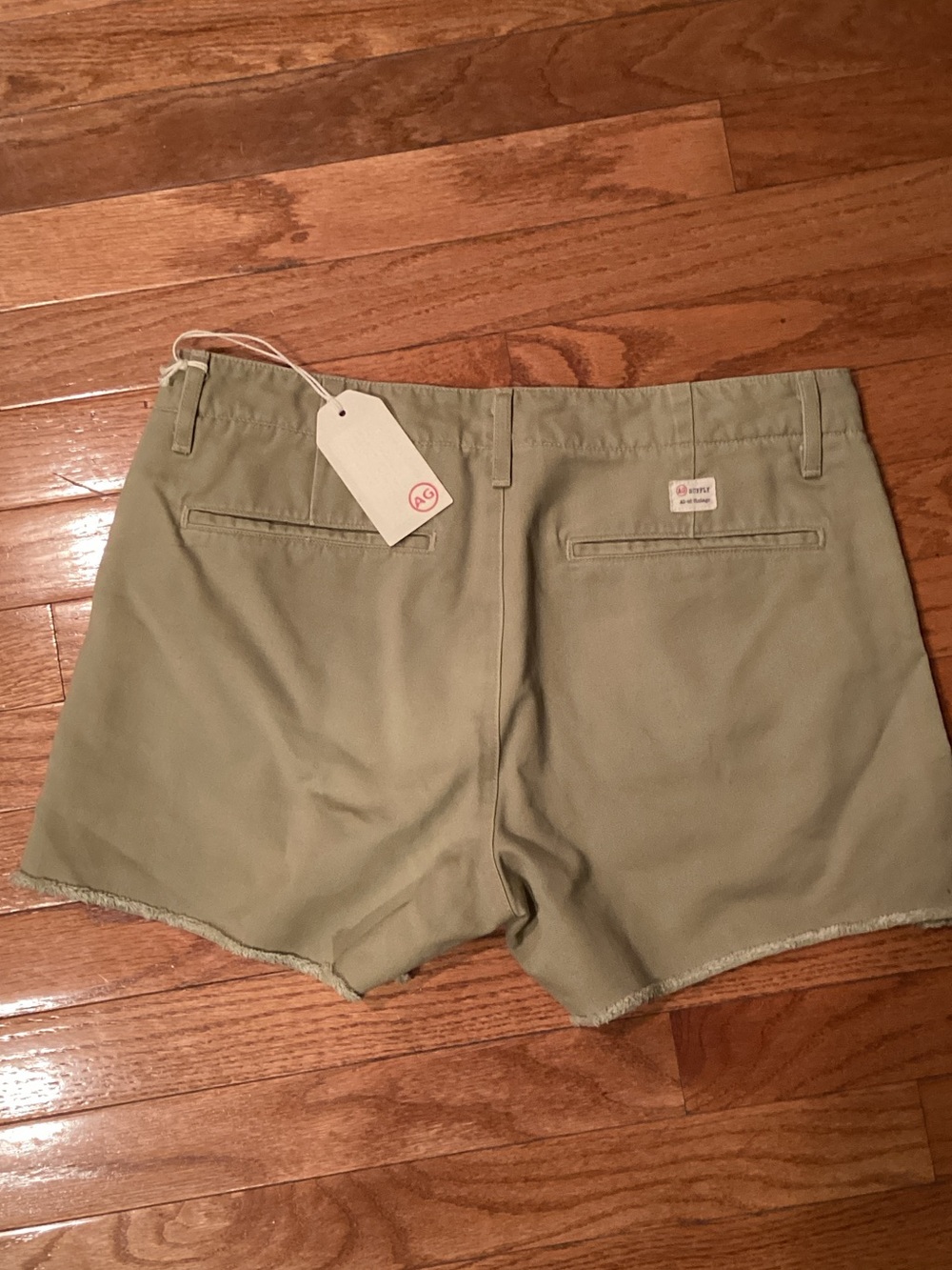 AG Adriano Goldschmied Olive Green Distressed Women's Shorts - Picture 2 of 2